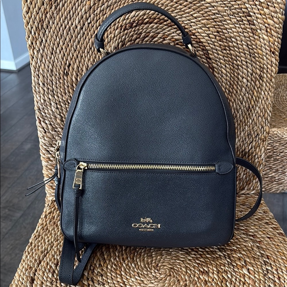 Coach Dark Blue Backpack with Gold Hardware